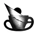 cup with comet tattoo design idea