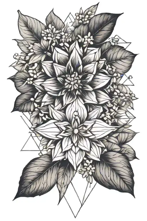 botanical elements tattoo design idea