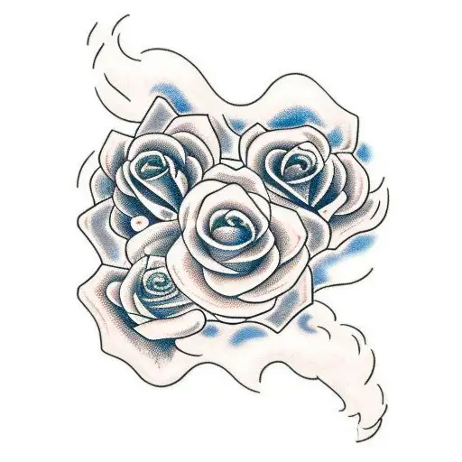 Moon, rose, snake tattoo design idea