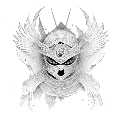 ninja divino con alas de angel  tattoo design idea
