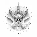 ninja divino con alas de angel  tattoo design idea