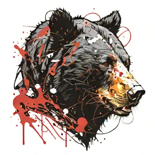 black bear head growling with claw marks tattoo design idea