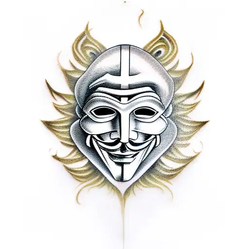 anonymous masks with smokey background  tattoo design idea