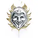 anonymous masks with smokey background  tattoo design idea