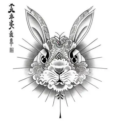 lionhead rabbit tattoo design idea