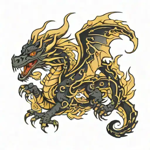 Black and Gold Western Dragon tattoo design idea