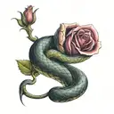 snake rose tattoo design idea
