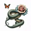 snake rose tattoo design idea