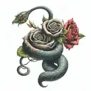 snake rose tattoo design idea