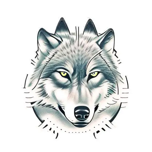 wolf black and white tattoo design idea