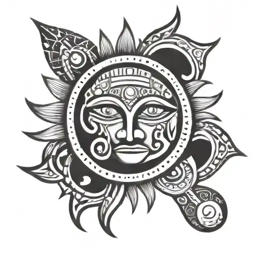 Taino tribal tatto with sun  tattoo design idea