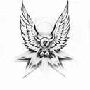  pentagram with eagle wings tattoo design idea