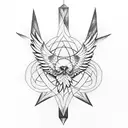  pentagram with eagle wings tattoo design idea