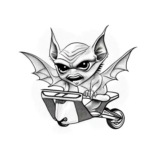 gremlin riding a scooter tattoo design idea