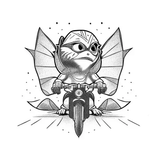 gremlin riding a scooter tattoo design idea