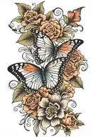flower and butterfly spine tatto tattoo design idea