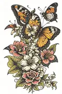 flower and butterfly spine tatto tattoo design idea