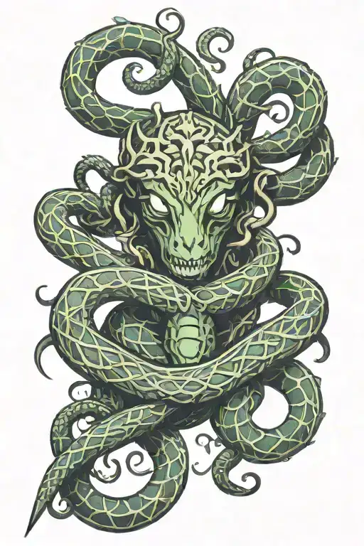 medusa snake sword spine tattoo tattoo design idea