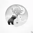 blossom tree, bear, no.5, moon, sun tattoo design idea