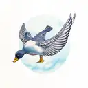 A majestic duck soaring through the sky, with intricate patterns inspired by Tennessee's natural beauty tattoo design idea