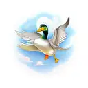 A majestic duck soaring through the sky, with intricate patterns inspired by Tennessee's natural beauty tattoo design idea