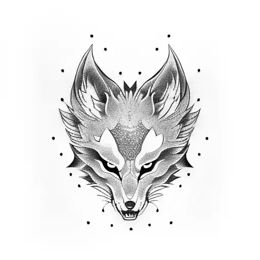 kitsune mask tattoo design idea