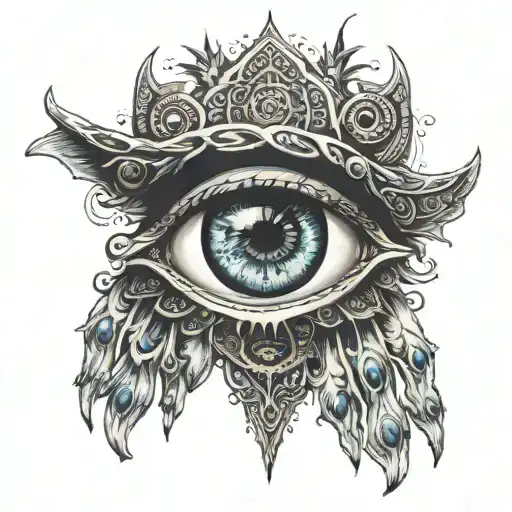 Fatima hand, evil eyes  tattoo design idea