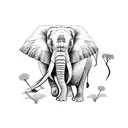 elephant with trees tattoo design idea