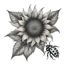 sunflower with ladybug tattoo design idea