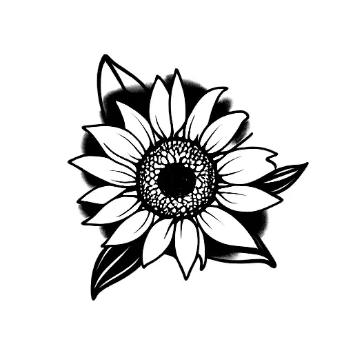 Sunflower and purple orchid and white daisy and yellow rose tattoo design idea