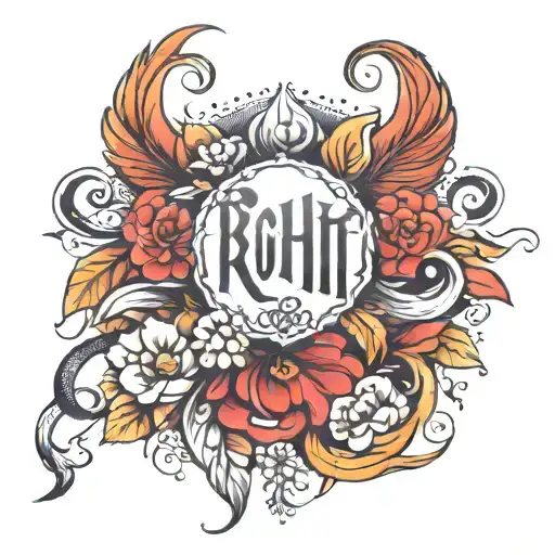 Name "ROHIT" Love You n Me tattoo design idea