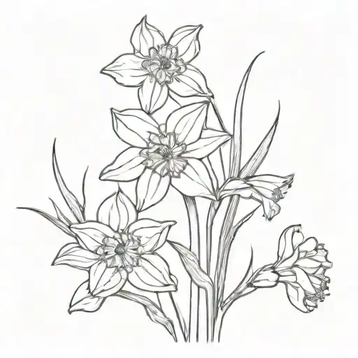 daffodil and marigold with stems intertwined representing mother and daughter  tattoo design idea