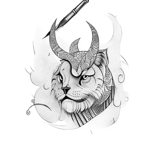 A paintbrush and a quill pen crossed together tattoo design idea