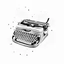 A typewriter with ink splatters tattoo design idea