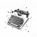 A typewriter with ink splatters tattoo design idea