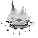 A typewriter with ink splatters tattoo design idea