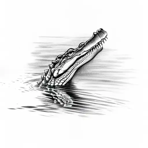 Alligator among bald cypress trees tattoo design idea