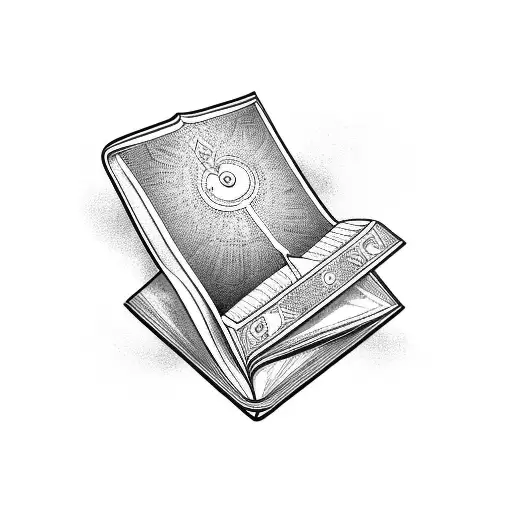 An open book with a justice scale balancing on top tattoo design idea