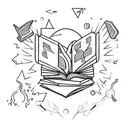 An open book with a justice scale balancing on top tattoo design idea