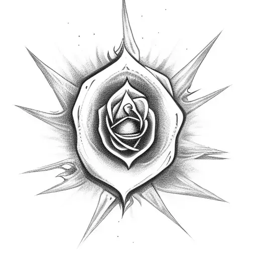 fire rose with evils eye tattoo design idea