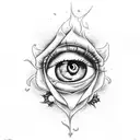 rose with evils eye and fire  tattoo design idea