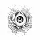 rose with evils eye and fire  tattoo design idea