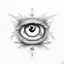 rose with evils eye and fire  tattoo design idea
