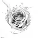 rose with evils eye and fire  tattoo design idea