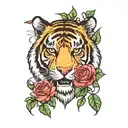 tiger and rose tattoo design idea