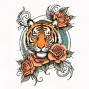 tiger and rose tattoo design idea
