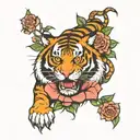 tiger and rose tattoo design idea