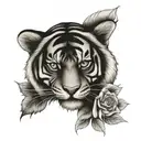 Tiger and roses  tattoo design idea