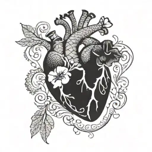 A detailed blackwork tattoo of a heart with intricate patterns symbolizing your caring nature towards your family tattoo design idea