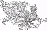 flaming Phoenix rising from ashes tattoo design idea